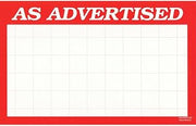 HUBERT"As Advertised" Grid Sign Cards White with Red Border - 5 1/2"L x 3 1/2"H, 100 per Pack