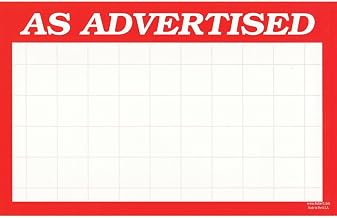 HUBERT"As Advertised" Grid Sign Cards White with Red Border - 5 1/2"L x 3 1/2"H, 100 per Pack