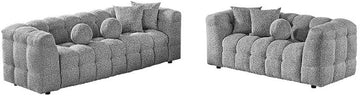 2pc Sofa & Loveseat Set in Rich Gray Boucle Fabric