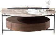 Coffee Table Modern Light Luxury Marble Round Coffee Table Side Table Corner Table Living Room Table with Storage Cabinet Mesa para Centro De Sala