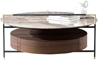 Coffee Table Modern Light Luxury Marble Round Coffee Table Side Table Corner Table Living Room Table with Storage Cabinet Mesa para Centro De Sala