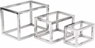 American Metalcraft HMRRSET Frame Riser Set, Set of 3 Various Sizes, Stainless Steel with Hammered Finish, Case of 2 Sets