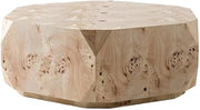 Starlight Canyon Home Mapa Burl Veneer Coffee Table with Drum Silhouette, Round Hexagon Living Room and Bedroom Center Table No Assembly Required