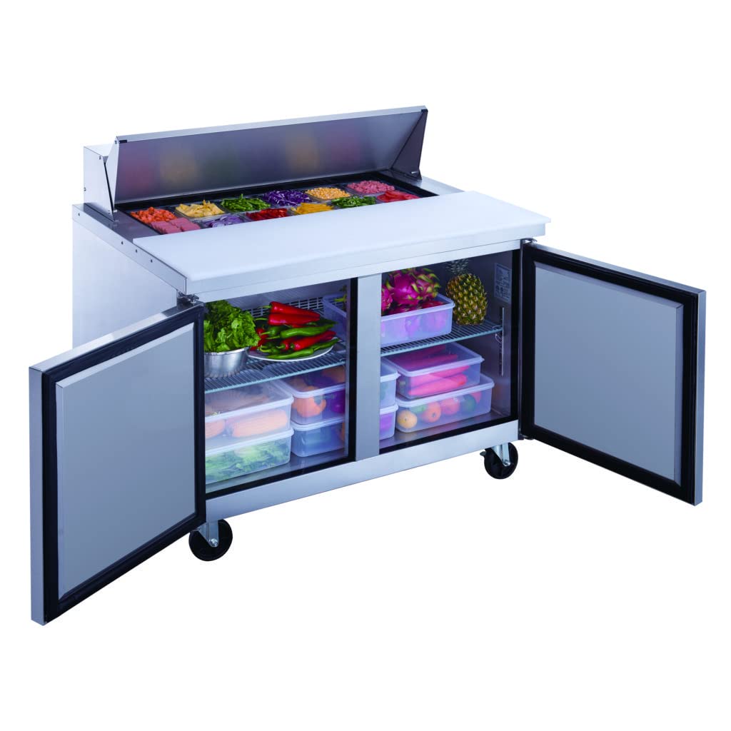 11.4 cu. ft. 2-Door Commercial Food Salad Sandwich Prep Table Refrigerator 48" inch by Dukers – medium, 11.47 cubic_feet, Stainless Steel, Model DSP48-12-S2