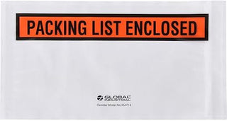 Global Industrial Panel Face Envelopes, "Packing List Enclosed", 5-1/2"Wx10"L, Orange, 1000/Pk