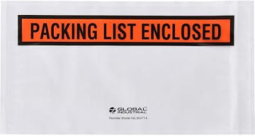 Global Industrial Panel Face Envelopes, "Packing List Enclosed", 5-1/2"Wx10"L, Orange, 1000/Pk