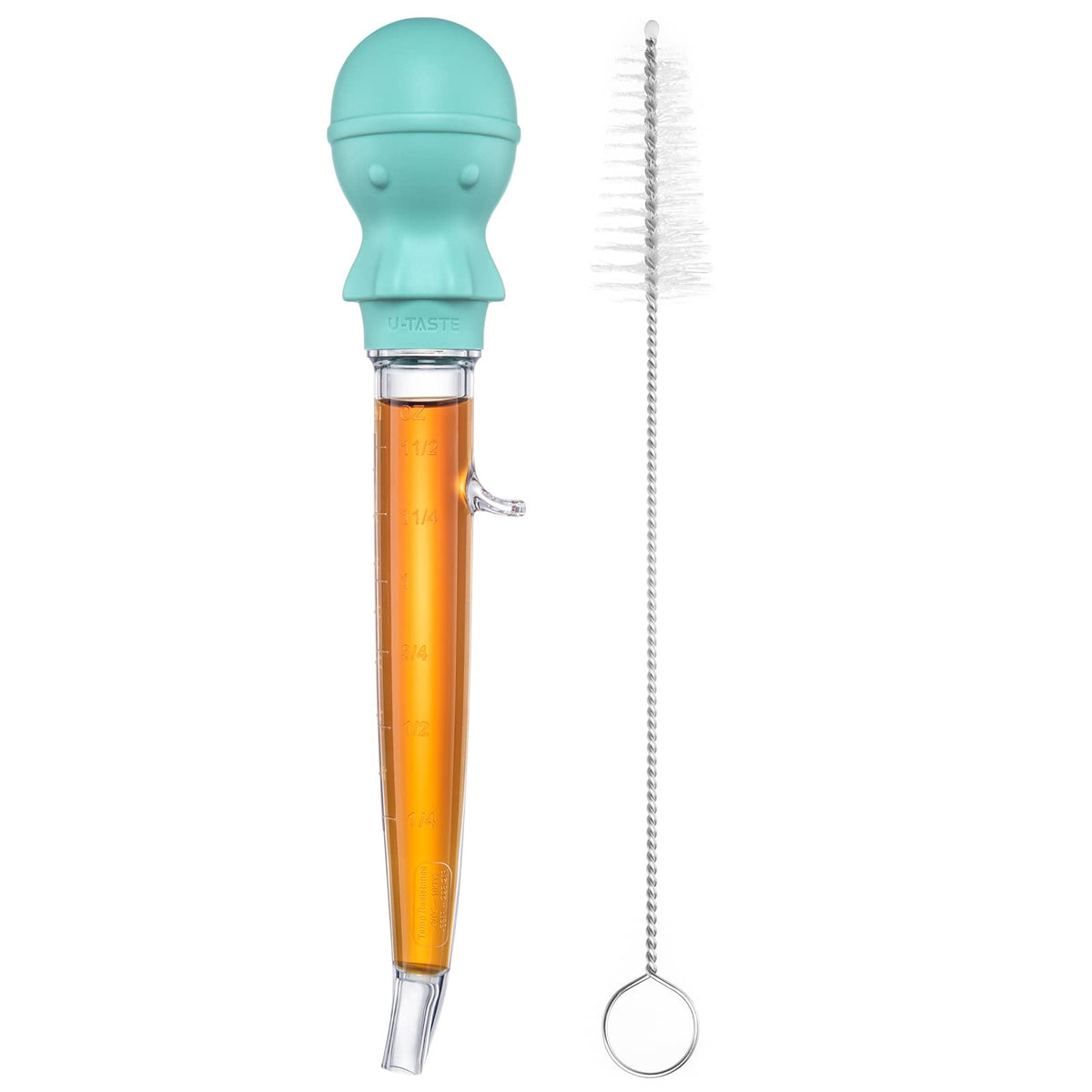 U-Taste Angled Turkey Baster, 1.5oz Heat Resistant Tritan Silicone, Aqua Sky