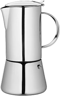Cilio Stainless Steel Stovetop Espresso Maker - 10 Cup, Polished Stainless, Induction Ready - Moka Pot Coffee Maker for Gas - Electric & Induction Cooktops with Reusable Filter