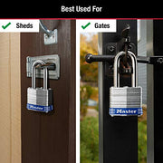 Master Lock Silver / 1-1/2" shackle / 2 Pack, Keyed-Alike Keyed Padlocks