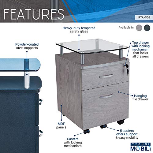 Techni Mobili Grey / Regular / Modern Vertical File Cabinets
