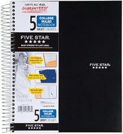 Mead Five Star 06208 11" X 8-1/2" 5 Subject Wirebound Notebook Assorted Colors