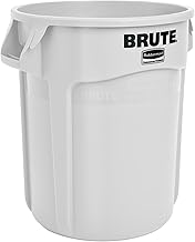 BRUTE Heavy-Duty Round Trash/Garbage Can by Rubbermaid Commercial Products – 10 Gallon, 38.0 liters, Low Density Polyethylene, White, Model FG261000WHT