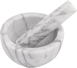 Winco 1 1/8" Gray Marble Mortar and Pestle Set