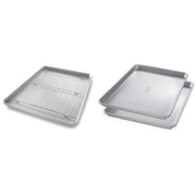 1607CR Bakeware Extra Large Sheet Baking Pan and Bakeable Nonstick Cooling Rack Set by USA Pan – Metal, Silver
