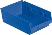 Nestable Shelf Storage Bin, Plastic, 11-1/8"W X 11-5/8" D X 4" H, Blue - Lot of 12