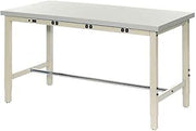 Global Industrial 60" W x 36" D Adjustable Height Workbench, Power Apron, 1-1/4" Thick ESD Laminate Square Edge, Tan