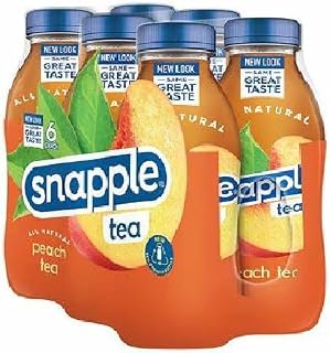 Snapple Peach Ice Tea, Natural Flavors 16 Ounce (6 Bottles)