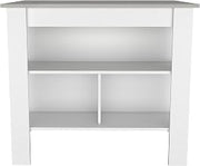 40" Kitchen Island, Kitchen Table 35" H, 4 Legs, 3 Open Storage Shelves, White/Ibiza Marble – Freestanding Storage & Meal Prep Station for Home Kitchen, Dining Room & Studio Spaces