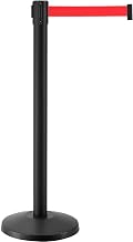 Global Industrial Retractable Belt Barrier, 40"H Black Steel Post with a 16
