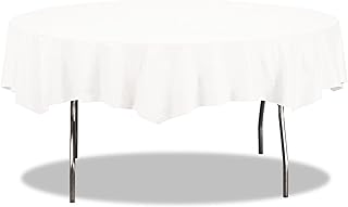 Creative Converting 923272 Table Covers, Round, Tissue/Plastic, 82-Inch dia, 12/CT, White