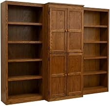 Furnifact Dry Oak Wall and Storage System with 15 Shelves, Durable Engineered Wood Bookcase for Home Office and Living Room Storage
