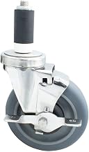 BK Resources 5" Gray Rubber 1-1/4" Expanding Stainless Steel Stem Swivel Caster for Work Tables with Top Lock Brake, NSF, 250lb Capacity Per Wheel