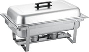 CAC Stainless Modish Full Size Chafer 8QT Chafing Dish with Fodable Frame 2 Sets - Lids, Pans & Fuel Holders- Buffet Food Warmers for Parties, Events & Weddings