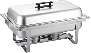 CAC Stainless Modish Full Size Chafer 8QT Chafing Dish with Fodable Frame 2 Sets - Lids, Pans & Fuel Holders- Buffet Food Warmers for Parties, Events & Weddings