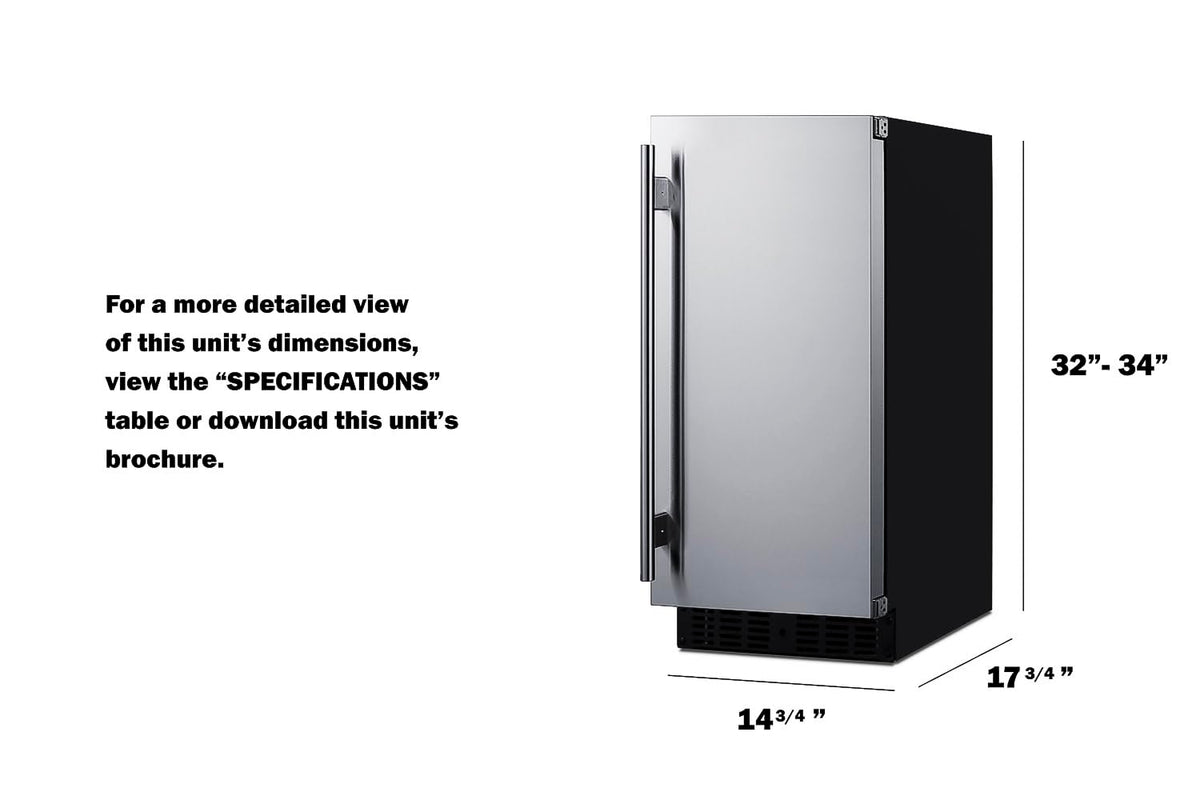 Summit Appliance Stainless Steel / 32.0" H x 14.75" W x 17.75" D / 1.72 cubic_feet Beverage Refrigerators