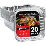 Stock Your Home 20 Pack / Silver / Pans Disposable Cookware