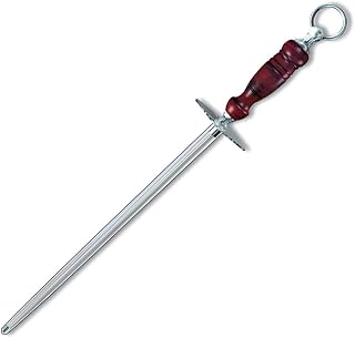 Victorinox Honing Steel 14-Inch Round Fine Cut, Dark Wood Handle, Brown