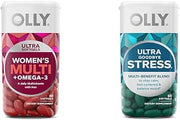 OLLY Ultra Women's Multi Softgels & Ultra Strength Goodbye Stress Softgels, GABA, Ashwagandha, L-Theanine and Lemon Balm, Stress Relief Supplement - 60 Count