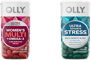 OLLY Ultra Women's Multi Softgels & Ultra Strength Goodbye Stress Softgels, GABA, Ashwagandha, L-Theanine and Lemon Balm, Stress Relief Supplement - 60 Count