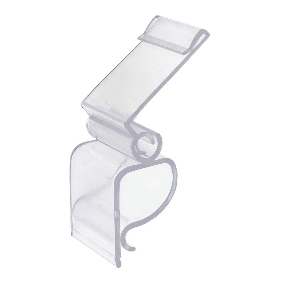 Clear Low-Profile Ratchet Style Sign Holder - 1"L by HUBERT – Polycarbonate, Clear, Pack of 25, Model 109069