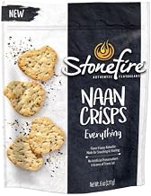 Stonefire Authentic Flatbreads Naan Crisps, Everything, Perfect for Snacking & Dipping, 6 Ounce (Pack of 12)