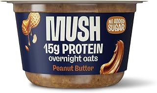 MUSH Overnight Oats - Peanut Butter Protein - 15g of Protein, Good Source of Fiber, Non-GMO, Dairy Free, Gluten Free, 5oz