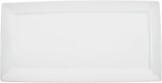 CAC China F-RP61 Paris-French Square 16-Inch by 7-Inch New Bone White Porcelain Thin Rectangular Platter, Box of 12