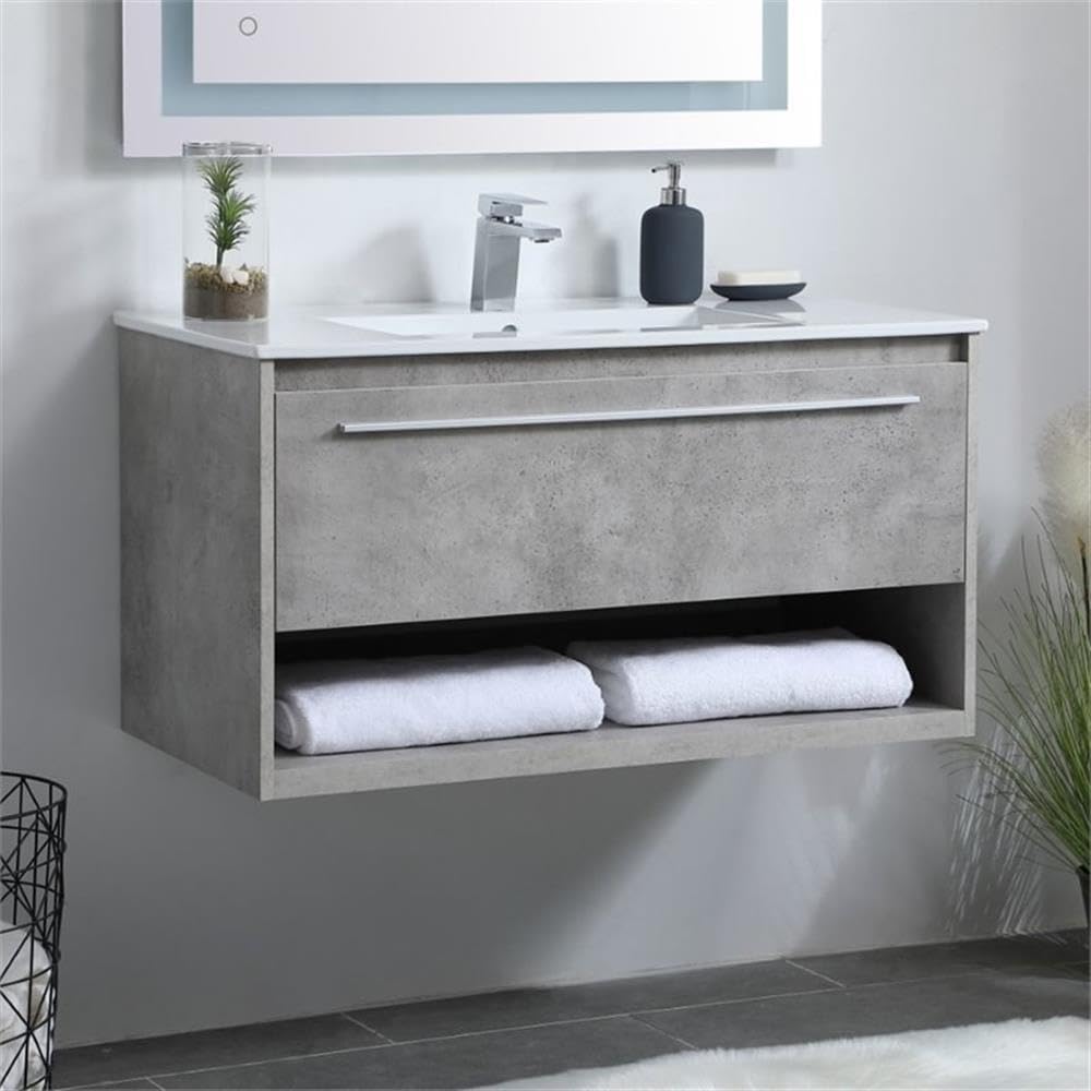 Elegant Decor 36" - Single / Brushed Nickel,gray,grey / Modern Bathroom Vanities