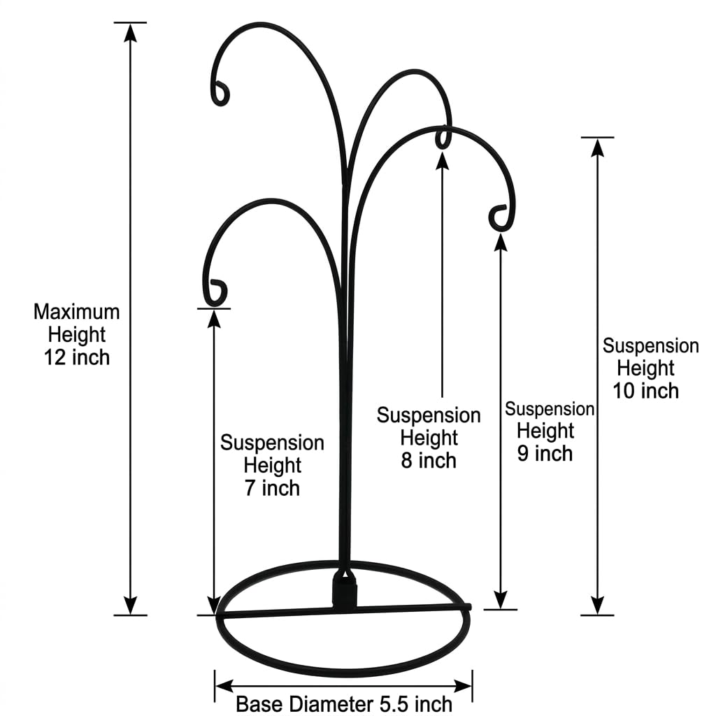 HOHIYA Ornament Display Stand, 12 Inch Iron Holder, Black