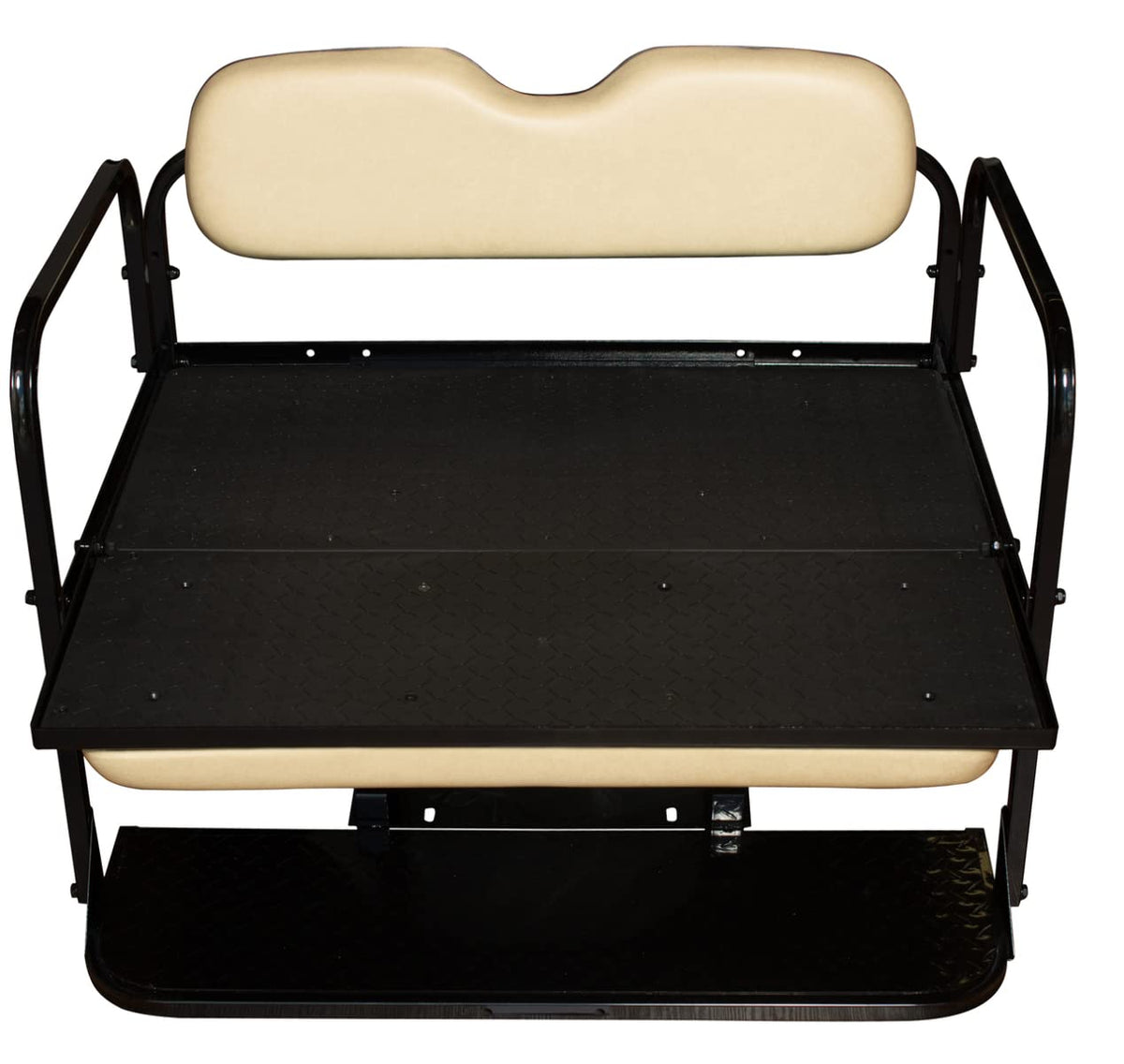Club Car Precedent/Onward/Tempo Golf Cart Flip Folding Rear Seat Kit | Compatible with 2004-Up Models (Buff) by Performance Plus Carts – Vinyl, Buff, Model Does Not Apply