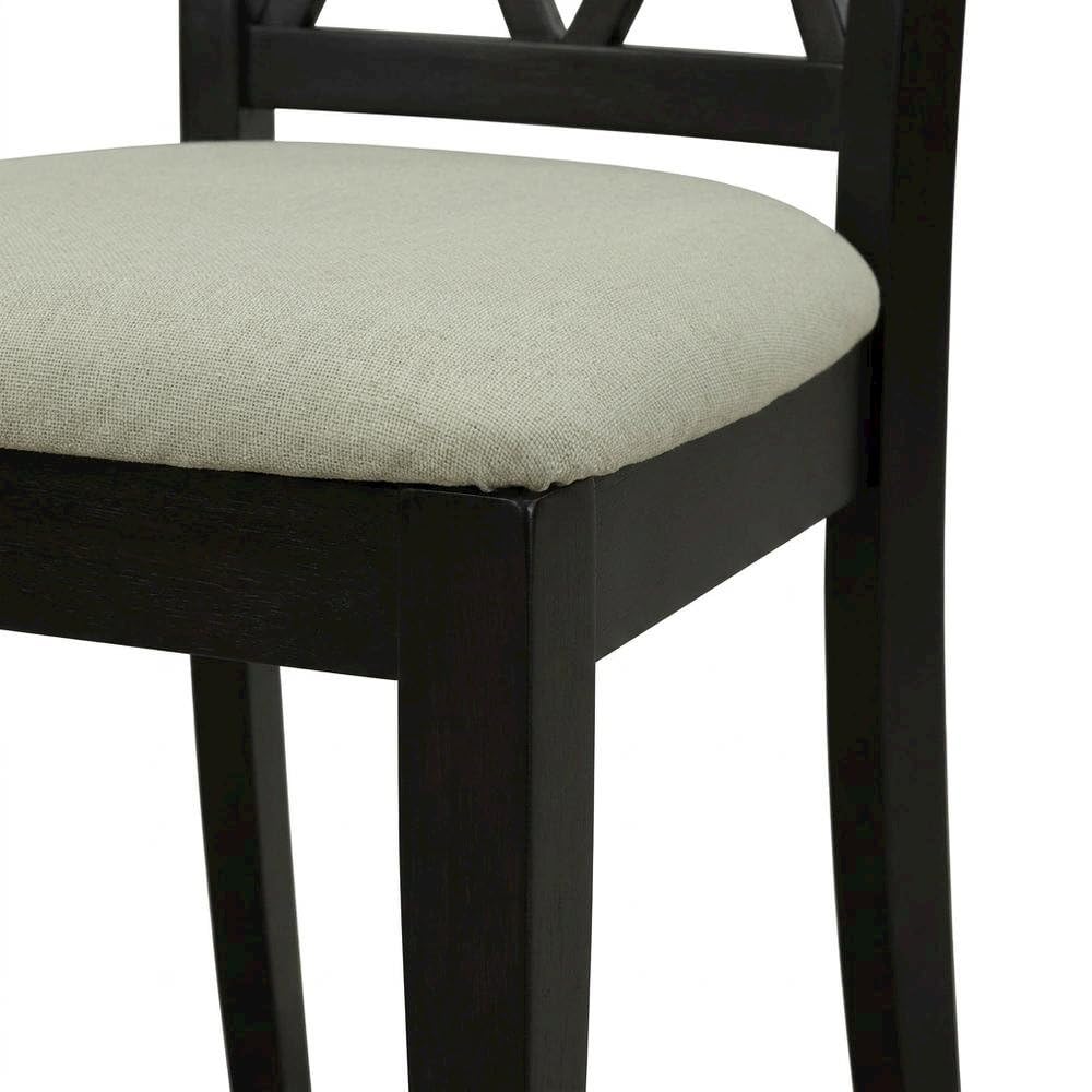 Upholstered Dining Chair with High Back by Furnifact – Rubberwood, Black, Pack of 2