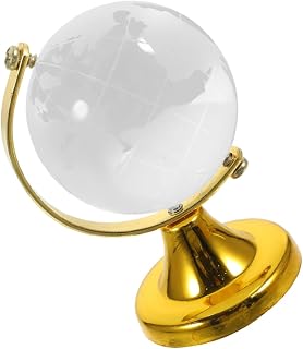 Mini Crystal Globe Decorative Desktop Ornament for Home Office Desk Decor Rotating Tabletop Decorative Globe