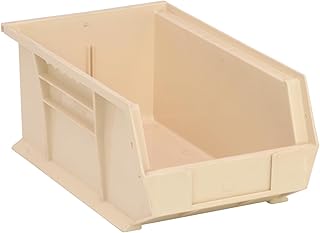 QUANTUM STORAGE SYSTEMS QUS241IV Ultra Stack & Hang Heavy Duty Part Organizer Ivory Bins 14" L x 9" W x 6" H 12 Pack