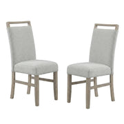 Brown Light Oak Finish Dining Chairs Set of 2 with Light Gray Fabric Cushioned Seats by Furnifact – Wood, Foam, Fabric, Brown, Pack of 2