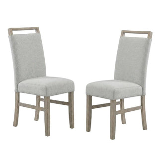 Brown Light Oak Finish Dining Chairs Set of 2 with Light Gray Fabric Cushioned Seats by Furnifact – Wood, Foam, Fabric, Brown, Pack of 2
