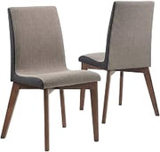 Furnifact Mid-Century Modern Upholstered Dining Side Chair with Wood Legs Set of 2, Fabric Kitchen Chairs for Dining Table, Natural Walnut