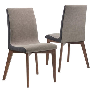 Mid-Century Modern Upholstered Dining Side Chair with Wood Legs Set of by Furnifact – Upholstered, Brown, Pack of 2