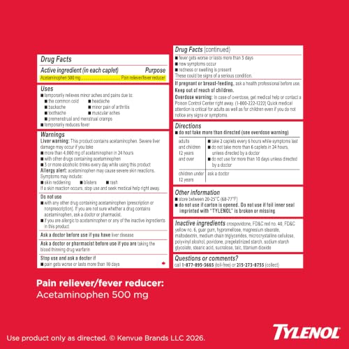 Tylenol 100 Count / Red / 100 Acetaminophen