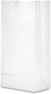 AJM Packaging General Grocery Paper Bags, 35 lb Capacity, 8, 6.13" x 4.17" x 12.44", White, 500 Bags