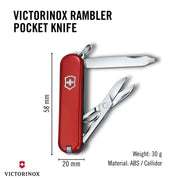 Rambler Swiss Army Knife by Victorinox – 58mm, Acrylonitrile Butadiene Styrene, Red, Model 0.6363
